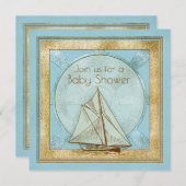 帆船航海の男の子ベイビーシャワー招待状 招待状 (正面/裏面)
