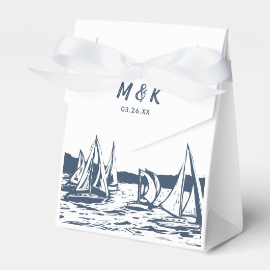 帆船航海の結婚式の引き出物箱 フェイバーボックス (正面サイド)