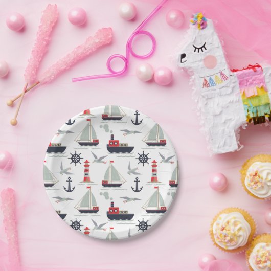 帆船航海の船乗り男の赤ちゃんシャワーパーティー ペーパープレート (パーティー)