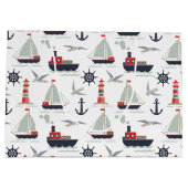 帆船航海の船乗り男の赤ちゃんシャワーパーティー ラージペーパーバッグ (裏面)