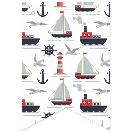 帆船航海の船車輪男の赤ちゃんシャワーパーティー バンティングフラッグ (第1の旗)