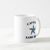帆船航海の船長の名パーソナライズされた称 コーヒーマグカップ (正面右)