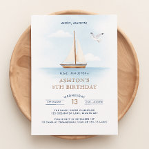 帆船航海の誕生日招待状子供へ