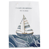 帆船航海の誕生日 ミディアムペーパーバッグ (正面)