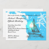 帆船航海の誕生日 招待状 (正面/裏面)