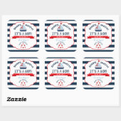 帆船航海の赤い男の子の赤いシャワーラベル スクエアシール (シート)