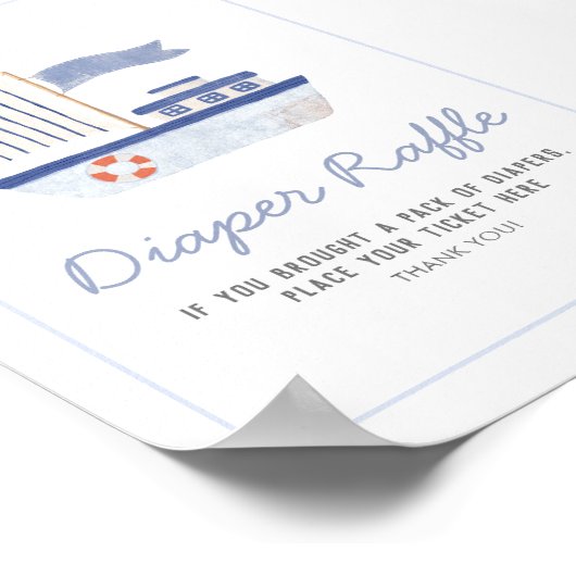 帆船航海の赤ちゃんシャワーおむつラッフルサイン ポスター (角)