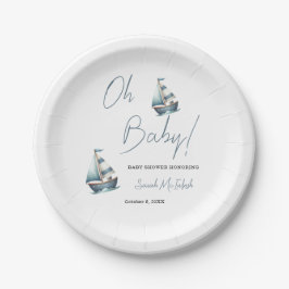 帆船航海の赤ちゃんシャワー招待状 ペーパープレート