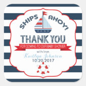 帆船航海の赤ネイビーありがとう スクエアシール (正面)