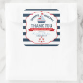 帆船航海の赤ネイビーありがとう スクエアシール (バッグ)