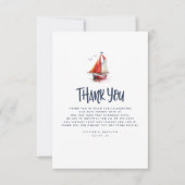 帆船航海の青と赤ありがとう サンキューカード (正面)