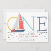 帆船航海の1st誕生日招待状 招待状 (正面)