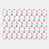 帆船航海の、いかり、鯨類模様 ラッピングペーパーシート (正面3)