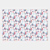 帆船航海の、いかり、鯨類模様 ラッピングペーパーシート (正面)
