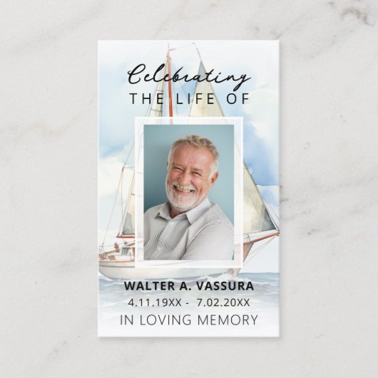 帆船葬儀記念祈りの言葉写真カード 名刺 (正面)