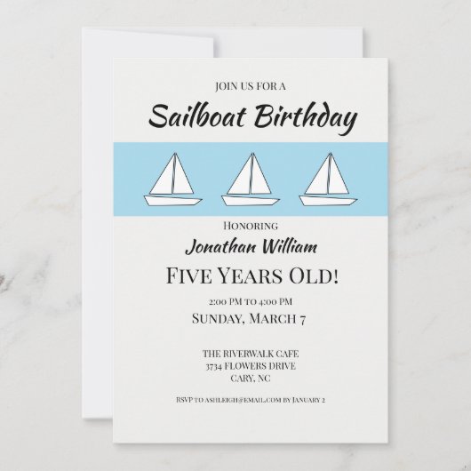 帆船誕生日 招待状 (正面)