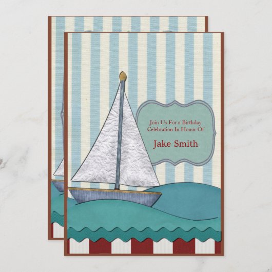 帆船誕生日 招待状 (正面/裏面)