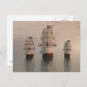 帆船3隻はがき ポストカード (正面/裏面)