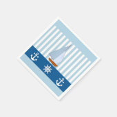 帆船、いかり及び船輪付 スタンダードカクテルナプキン (角)