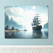 帆船 キャンバスプリント (インサイチュ (ウッドフロア))