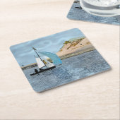 帆船 スクエアペーパーコースター (アングル)