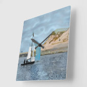 帆船 スクエア壁時計 (傾斜)