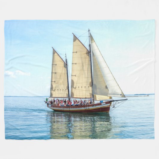 帆船 フリースブランケット (正面(横))