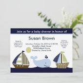 帆船/ホエールベビーシャワー招待状 招待状 (スタンド正面)