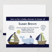 帆船/ホエールベビーシャワー招待状 招待状 (正面/裏面)