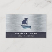 帆船 | メタリックテクスチャの背景 名刺 (正面)
