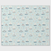 帆船 ヨット 水彩画 海 ギフト ラッピングペーパー (フラット)