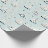 帆船 ヨット 水彩画 海 ギフト ラッピングペーパー (角)