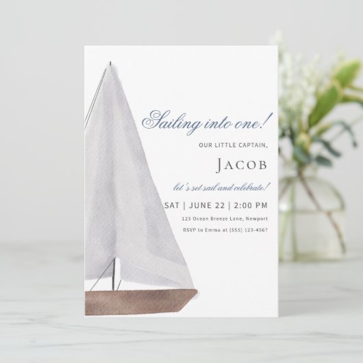 帆船「帆船に乗り込む!」 誕生日招待状 招待状 (スタンド正面)