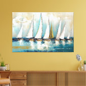 帆船，抽象芸術アート，モダンアー航海のト，海 キャンバスプリント (インサイチュ (リビング))