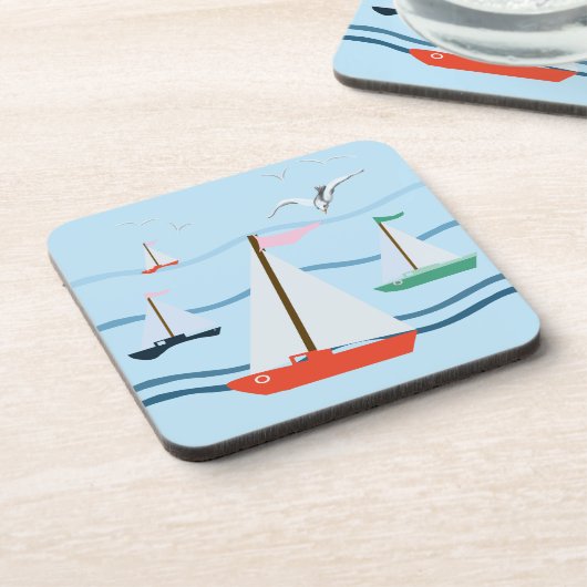 帆船、水路、海波 コースター (左側)