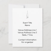 帆船。白黒でスケッチします。 招待状 (裏面)