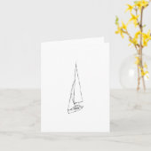 帆船。白黒でスケッチ。 カード (黄色い花)