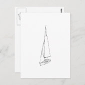 帆船。白黒でスケッチ。 ポストカード (正面/裏面)