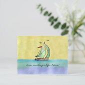 帆船 – 「私は愛する人生を創造している!」 ポストカード (スタンド正面)