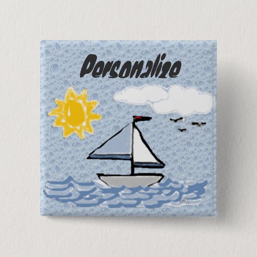 帆船 缶バッジ (正面)