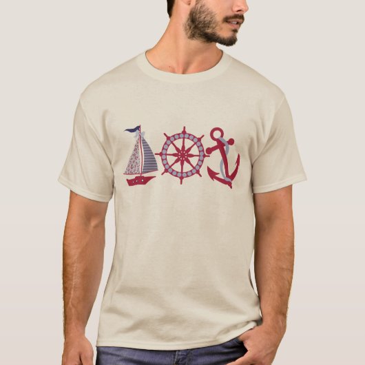 帆船,車輪,いかり Tシャツ (正面)