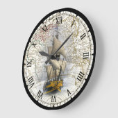 帆船  ~1789東半球図~   ラージ壁時計 (傾斜)