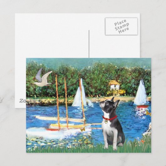 帆船 – Boston Terrier #@ ポストカード (正面/裏面)