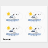 帆船PB 楕円形シール (シート)