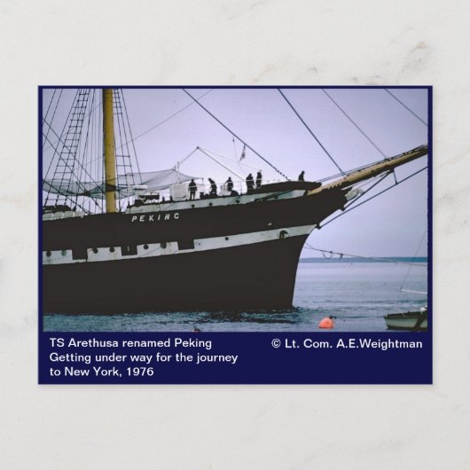 帆船Peking、以前のTS Arethusa ポストカード (正面)