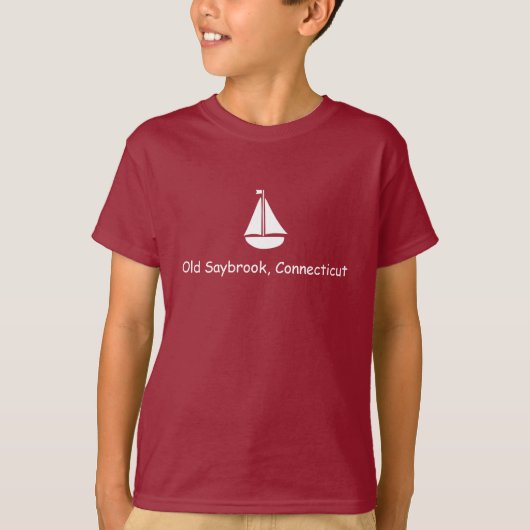 帆船Tシャツを着た古いSAYBROOK CONNECTICUT Tシャツ (正面)