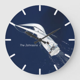 帆走の自由の鳥の目を見る ラージ壁時計