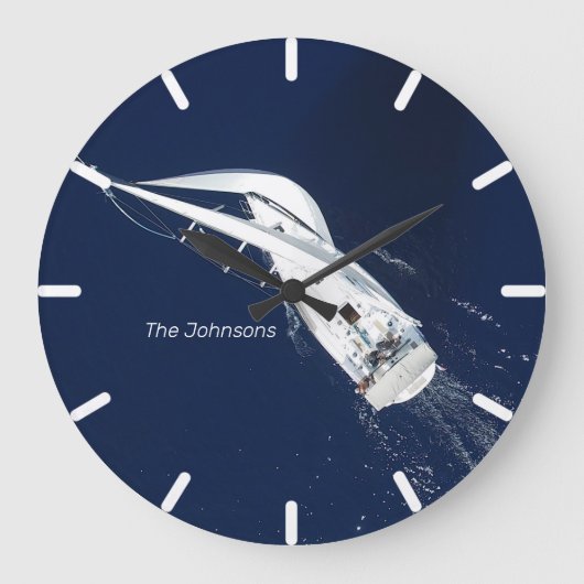 帆走の自由の鳥の目を見る ラージ壁時計 (正面)