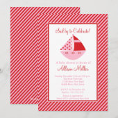 帆走帆船ベビ祝ーシャワーへ 招待状 (正面/裏面)