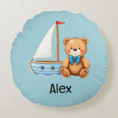 帆走航海のテディベア ラウンドクッション (正面)